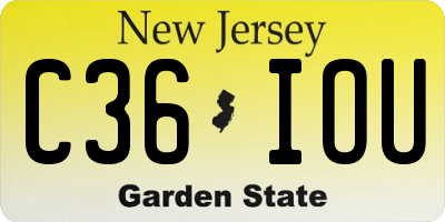 NJ license plate C36IOU