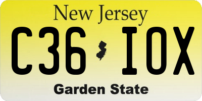 NJ license plate C36IOX