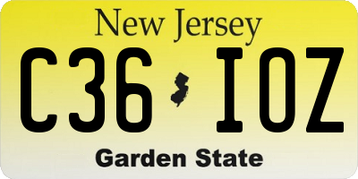 NJ license plate C36IOZ