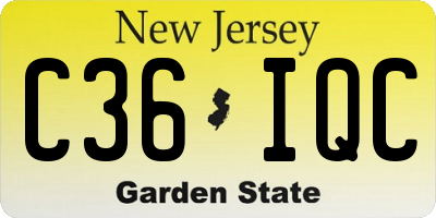 NJ license plate C36IQC