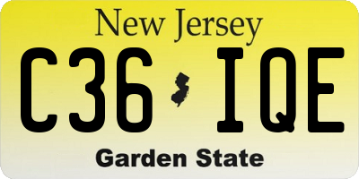 NJ license plate C36IQE