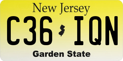 NJ license plate C36IQN