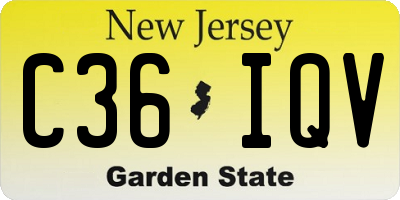 NJ license plate C36IQV