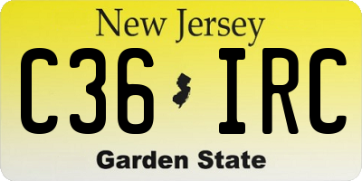 NJ license plate C36IRC