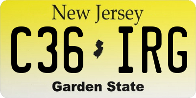 NJ license plate C36IRG