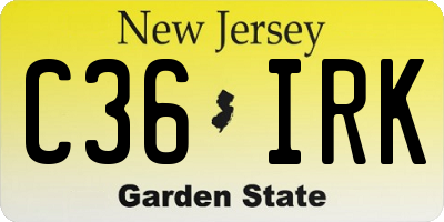 NJ license plate C36IRK
