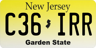 NJ license plate C36IRR
