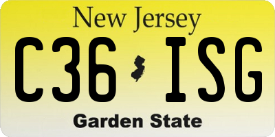 NJ license plate C36ISG