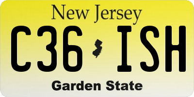 NJ license plate C36ISH