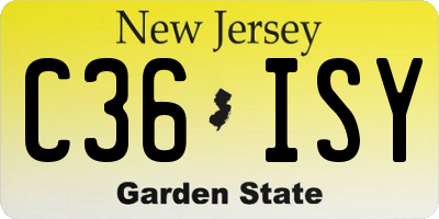 NJ license plate C36ISY