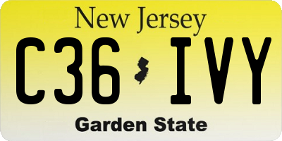 NJ license plate C36IVY