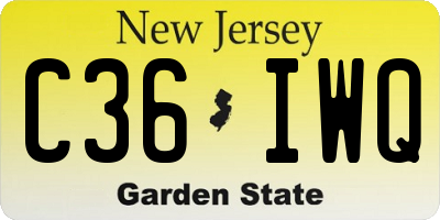 NJ license plate C36IWQ