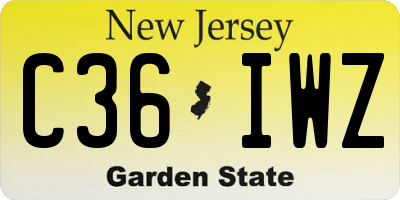 NJ license plate C36IWZ