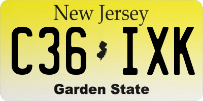 NJ license plate C36IXK