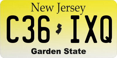NJ license plate C36IXQ
