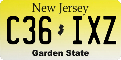 NJ license plate C36IXZ
