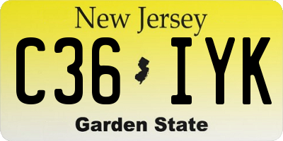 NJ license plate C36IYK