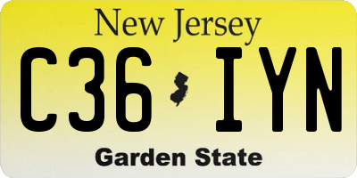 NJ license plate C36IYN