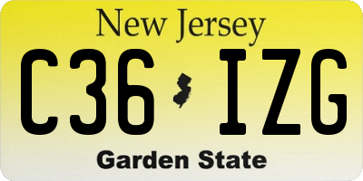 NJ license plate C36IZG