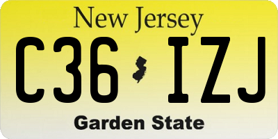 NJ license plate C36IZJ