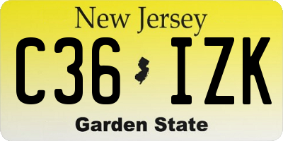 NJ license plate C36IZK