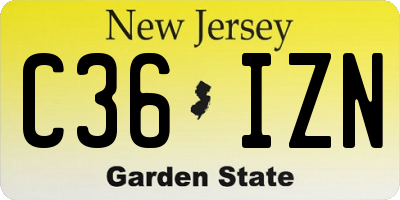 NJ license plate C36IZN