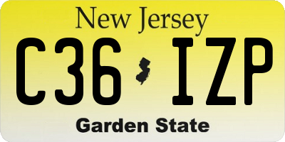 NJ license plate C36IZP