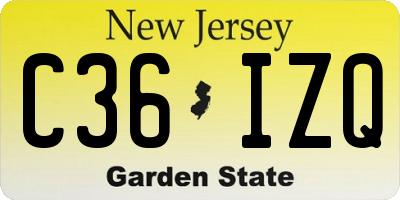 NJ license plate C36IZQ
