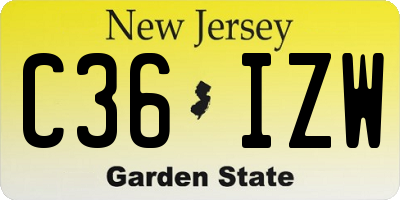 NJ license plate C36IZW