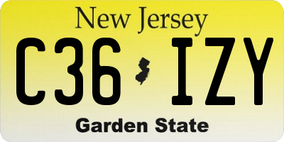 NJ license plate C36IZY