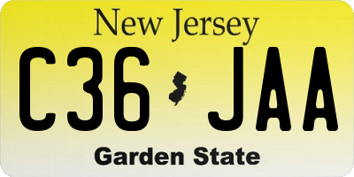 NJ license plate C36JAA