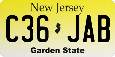 NJ license plate C36JAB