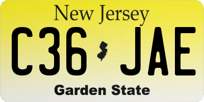 NJ license plate C36JAE