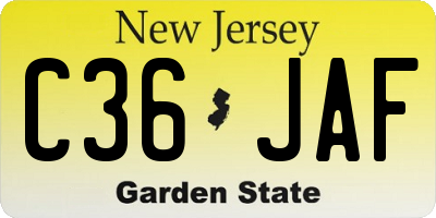 NJ license plate C36JAF