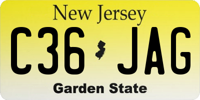 NJ license plate C36JAG