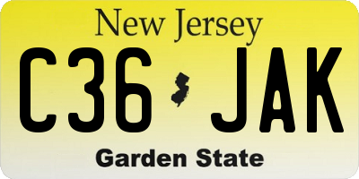 NJ license plate C36JAK