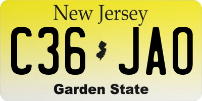 NJ license plate C36JAO