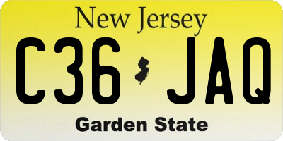 NJ license plate C36JAQ