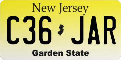 NJ license plate C36JAR