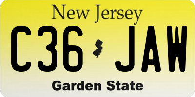 NJ license plate C36JAW