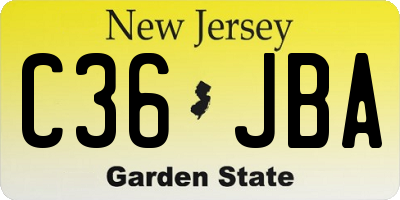 NJ license plate C36JBA