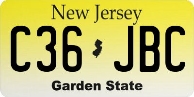 NJ license plate C36JBC