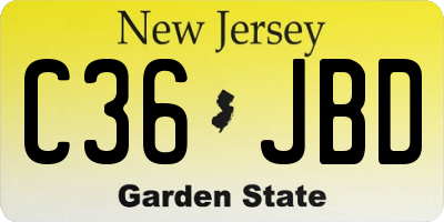 NJ license plate C36JBD