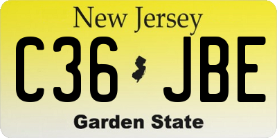 NJ license plate C36JBE