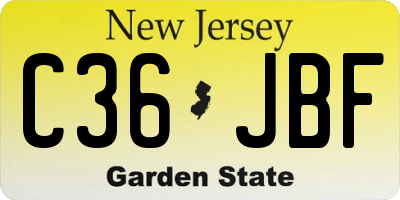 NJ license plate C36JBF