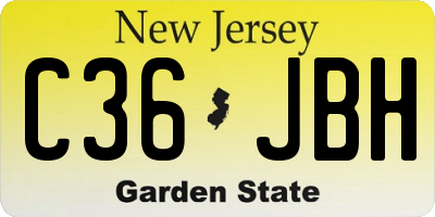 NJ license plate C36JBH