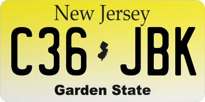 NJ license plate C36JBK