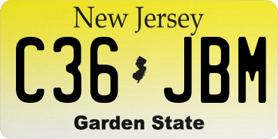 NJ license plate C36JBM