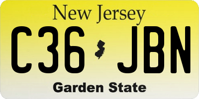 NJ license plate C36JBN