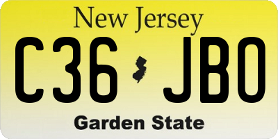 NJ license plate C36JBO